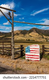 Idaho Ranch Gate With Mountain Views