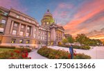 Idaho State Capitol Building at dawn in Boise, Idaho, USA.