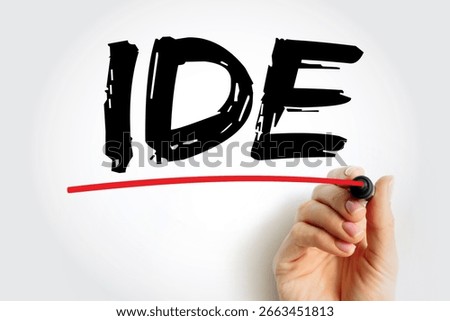 IDE - Integrated Development Environment - software application that provides comprehensive facilities to computer programmers for software development, acronym concept for presentations and reports
