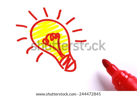 Idea Bubble concept with red marker on white background.