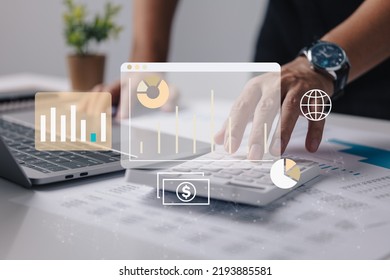 the idea of business analysis. In times of financial and economic uncertainty, businesspeople use laptops to analyze the market and look for solutions and ideas. - Powered by Shutterstock