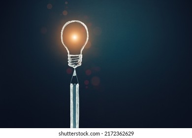 Idea concept. light bulb and pencil. Copy space. Creative content writing - Shutterstock ID 2172362629