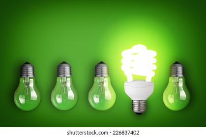 Idea Concept With Row Of Light Bulbs 