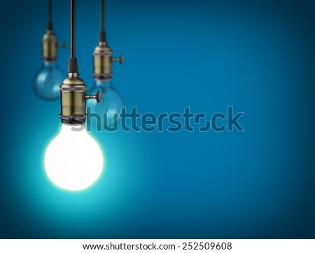 Idea concept with vintage light bulbs