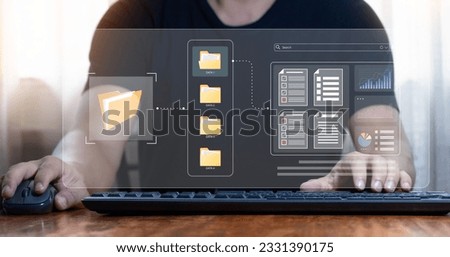 The idea of ​​uploading documents from folders. Open file folder with empty documents flying Backup transfer. File sharing. Document transfer concept.
