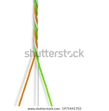 Idea for ‘unity in the diversity’ in India. Background and elements for India National Day celebration. Orange, white and green color cords converted into one strong rope. 