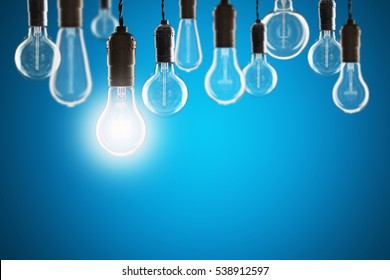 Idea And Leadership Concept - Vintage Bulbs On The Color Background