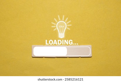 Idea loading concept with light bulb. Progress, creativity for business idea