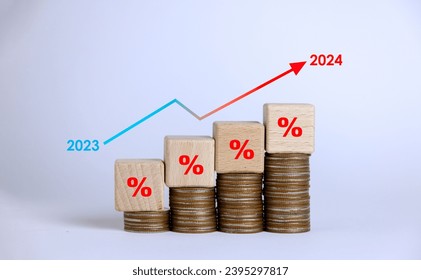 The idea of ​​inflation rising steadily from 2023 to 2024. - Shutterstock ID 2395297817