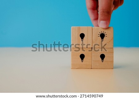 Idea selection and innovation process concept showing choosing the best solution, creative evaluation, brainstorming results, and strategic thinking for business improvement.