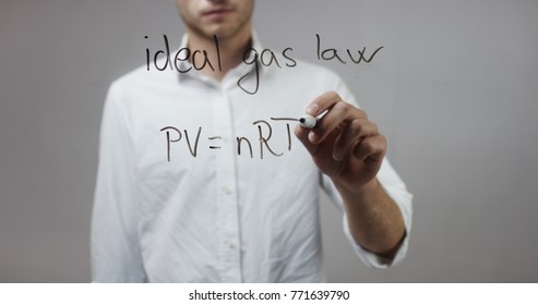 Ideal Gas Law , Man Writing On Glass