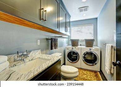 Ideal Small Bathroom With Washer And Dryer.