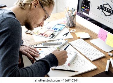 Ideas Creative Occupation Design Studio Drawing Startup Concept - Shutterstock ID 436946344