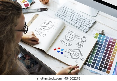 Ideas Creative Occupation Design Studio Drawing Startup Concept - Shutterstock ID 454802278
