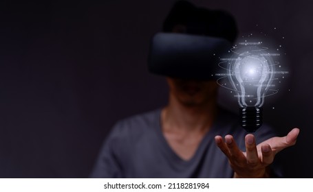 Ideas, inventions, starting a business with a virtual world of metaverse VR. - Shutterstock ID 2118281984