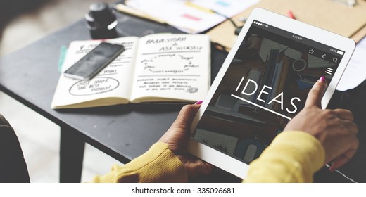 Ideas Working Using Tablet Technology Thinking Concept