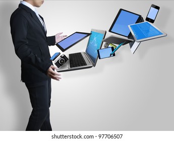 Ideas,Technology in the hands of businessmen - Shutterstock ID 97706507
