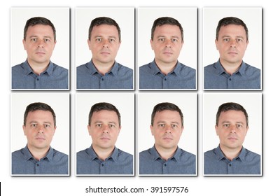 Identification Photo Of A Serious Man For Passport, Identity Card, ..isolated