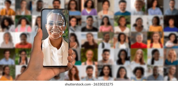 Identification technology in action with smartphone face recognition