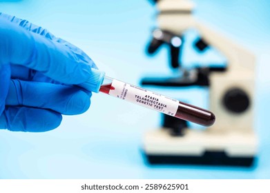 Identifies mutations in the ATM gene, causing ataxia telangiectasia, affecting coordination and immune function. blood test in lab