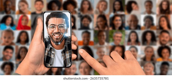 Identifying faces with technology using a smartphone in a modern setting