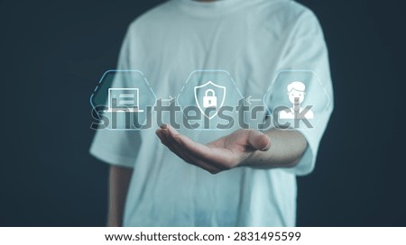 Identity verification, secure authentication, data protection, user access control, cybersecurity, digital privacy, and online account security concept with protected login workflow.