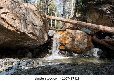 Idlehour creek cascade in upper Eaton Canyon near Los Angeles in Southern California.   - Shutterstock ID 2107497329