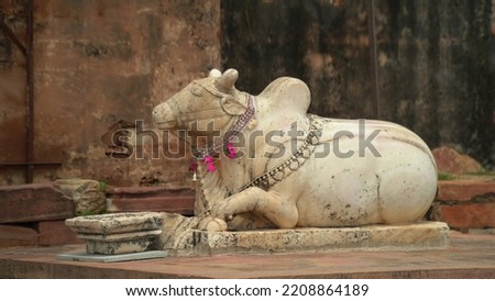 The idol of Hinduism Lord Shiva the bull It is called (Nanda) in Indian mythology -Image