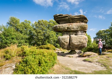 The Idol Rock in perspective / Brimham Rocks on Brimham Moor in North Yorkshire are weathered sandstone, known as Millstone Grit,creating some dramatic shapes, many of which have been named