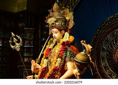 Idol Statue Of Goddess Maa Durga In Navratri Festival, Indian Festival