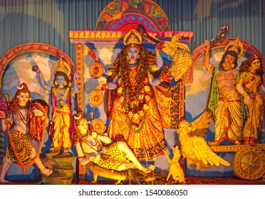 Idols of Hindu Goddess Kali.Goddess Kali is the god of power(shakti)and deth, also known as Shyama or Kalika.