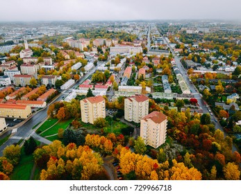 Idyllic Autumn Turku City (Finland) Shrouded In Fog 