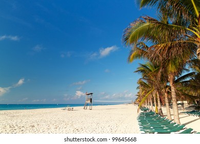 Idyllic Beach Caribbean Sea Playacar Mexico Stock Photo 99645668 ...