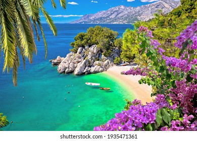 Idyllic beach Punta Rata in Brela aerial view, Makarska riviera of Dalmatia, Croatia - Shutterstock ID 1935471361