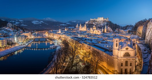 Idyllic City Of Salzburg In Winter, Austria