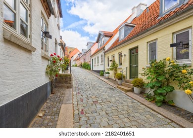 Idyllic Cobblestone Alley At The Old Town Of Odense