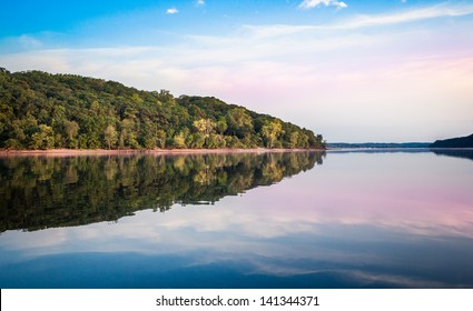Idyllic crystal clear, mirror reflecting lake in Wisconsin