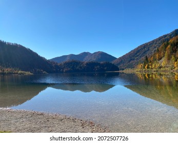 Idyllic lakes in Reit im Winkl, Bavaria, Germany, in autumn