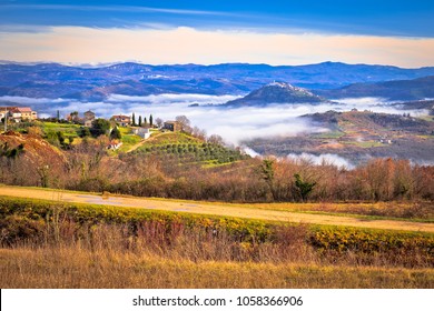 Idyllic Landscape Inland Istria Fog View Stock Photo 1058366906 