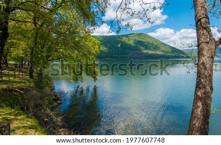 Idyllic landscape at Lake Vico (Lago di Vico). Province of Viterbo, Lazio, Italy.