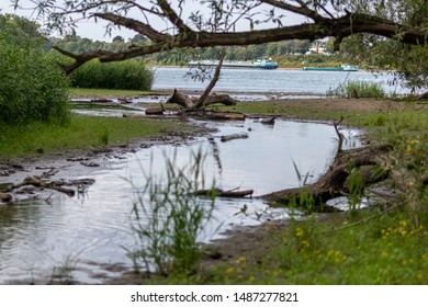 Idyllic River Winding Through A Little Forest As Ideal Holiday Destination For Stressed People To Relax, Canoe And Enjoy Idyllic Nature With Clear Water, Fresh Air And A Curvy River