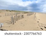 Idyllic sand beach in Agon-Coutainville, Cotentin peninsula, Normandy, France