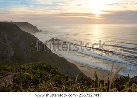 Similar – Image, Stock Photo Tropical sunset at Praia Emilia with silhouetted palm trees