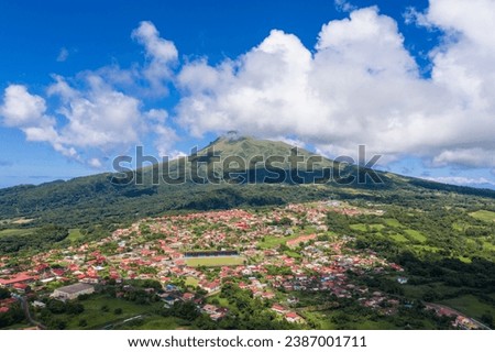 Idyllic tropical landscape with mountain backdrop Martinique Morne Rouge