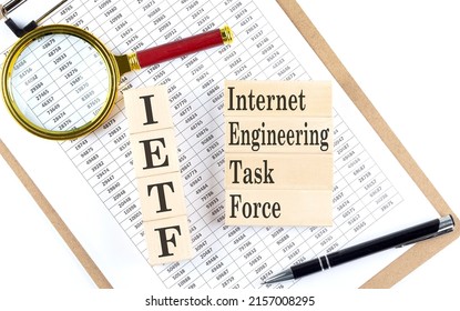 IETF Internet Engineering Task Force Text On A Wooden Block On Chart Background