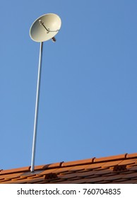 Ifi Wireless Internet Antenna Installed On Family House Roof.