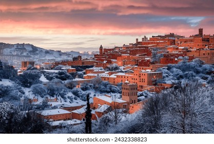 Ifrane Under Snow, Capturing the Serene Beauty of Morocco's Mountain Town, Ifran City, Morocco, Snow in Ifrane - Powered by Shutterstock