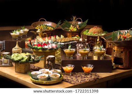 Iftar Buffet Food Breakfasting or Suhoor served in Ramadan