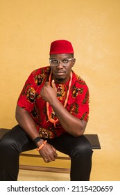 Igbo Traditionally Dressed Business Man Sitting Down and Close up