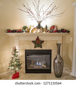 Ighttime Christmas Gas Fireplace